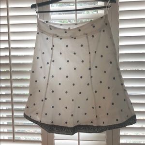 GAP White /Navy Summer Cotton Skirt Knee Length